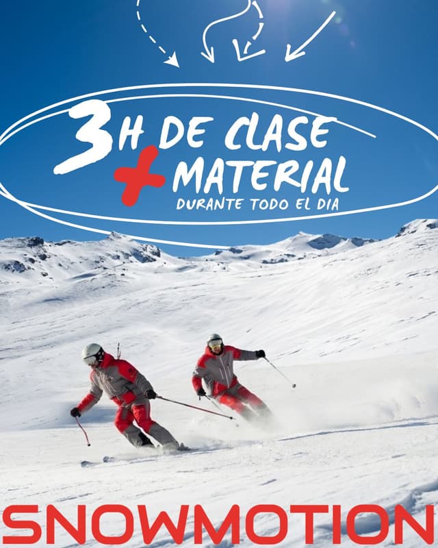 3H CLASE DE ESQUI + MATERIAL POR TODO EL DIA